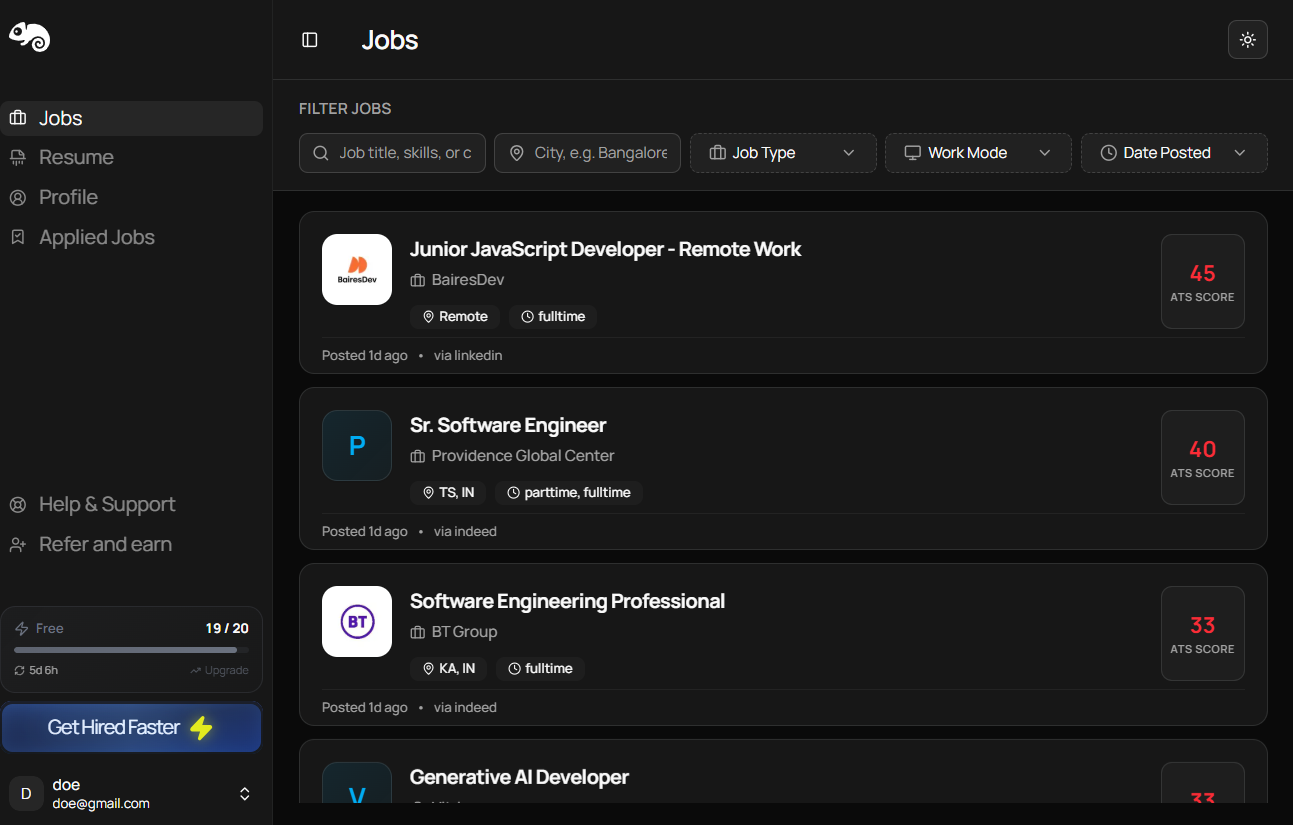 Career dashboard preview